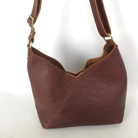 Portland Leather Goods Naomi Shoulder Bag Nutmeg Brown Pebbled Leather Crossbody